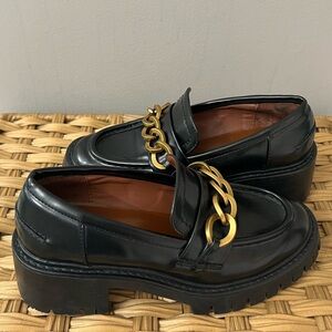 Zara lugg loafers with gold chain size 36 EEEUC